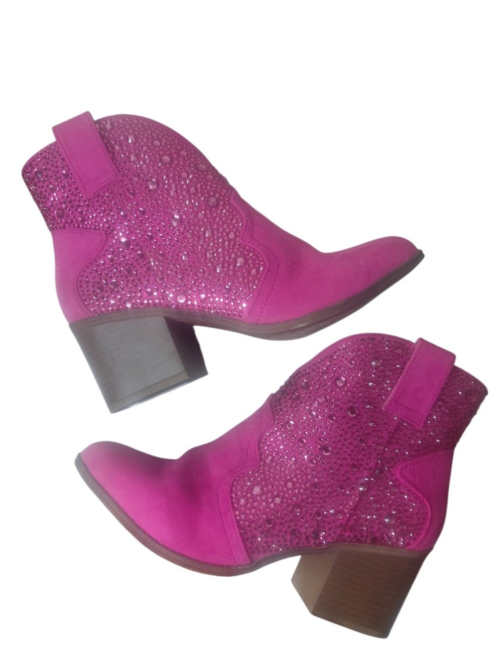 Sugar Comet Hot Pink Embellished Western Ankle Boots Size 8.5 Cowgirl Booties